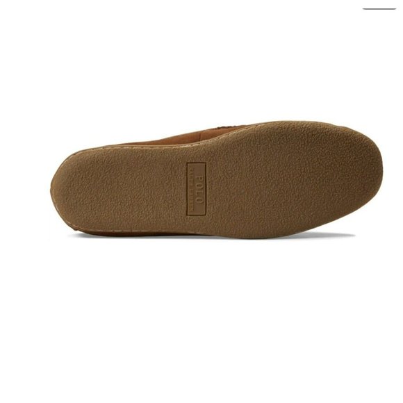 Polo Ralph Lauren Collins Bear Suede Memory Foam Moccasin Slippers BROWN - Picture 3 of 7